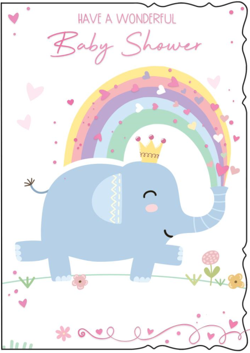 Rainbow Hearts Baby Shower Card