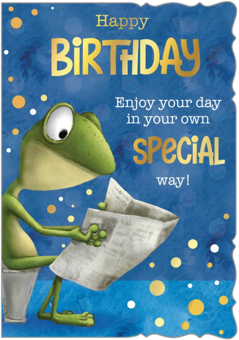 Reading Frog Birthday Card