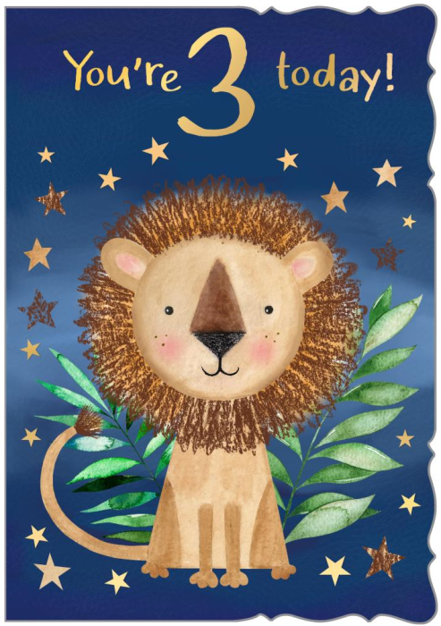 Jungle Lion 3rd Birthday Card