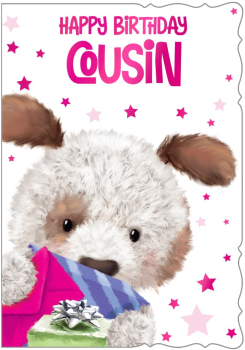 Dog Teddy Cousin Birthday Card