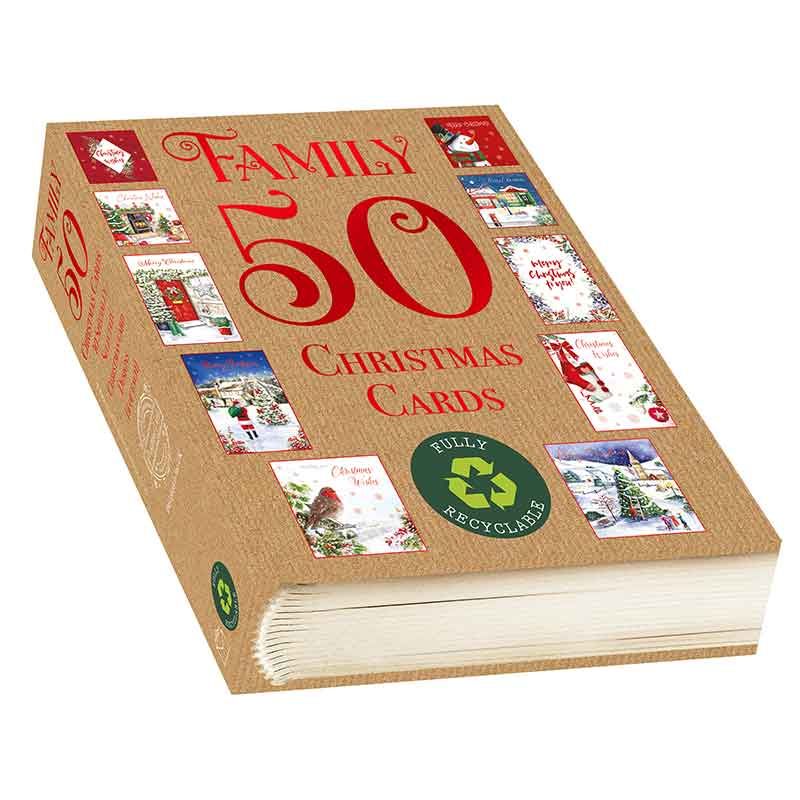 Family 50 Christmas Cards Pack Of 50