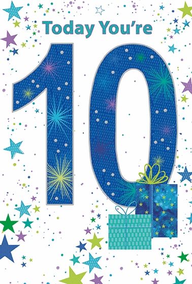 Stars & Presents 10th Birthday Card