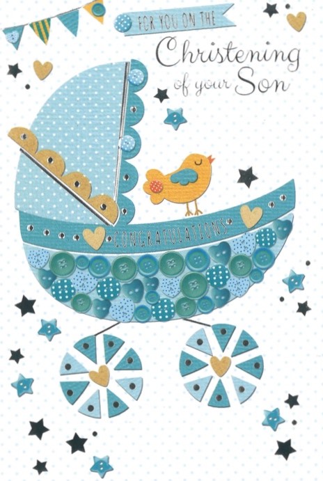 Pram Son Christening Card