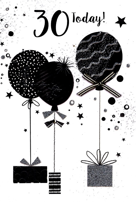 Black Balloons 30th Birthday Card