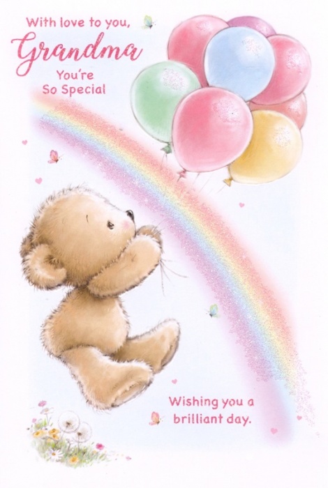 Balloons Teddy Grandma Birthday Card
