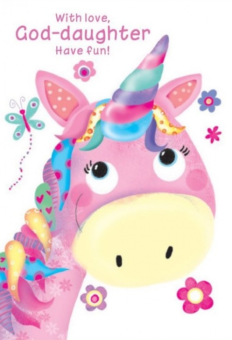 Unicorn God-Daughter Birthday Card