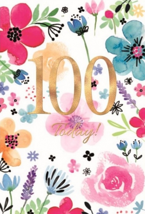 Pretty Flowers 100th Birthday Card