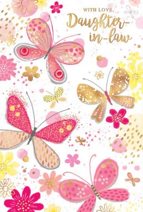 Butterflies & Flowers Daughter In Law Birthday Card