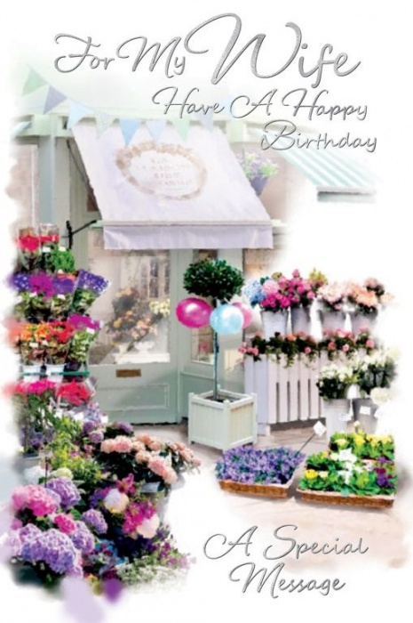 Flower Shop Wife Birthday Card