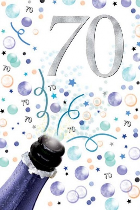 Bubbly 70th Birthday Card