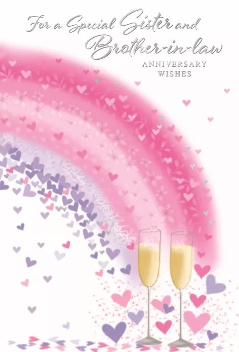 Hearts Rainbow Sister & Brother-In-Law Anniversary Card