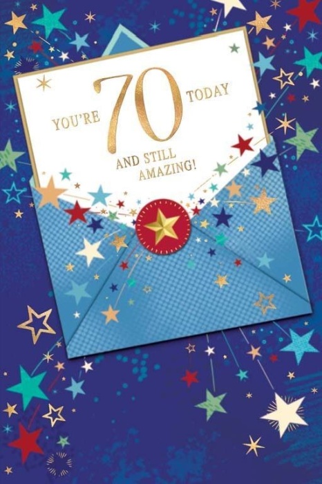 Blue Stars 70th Birthday Card