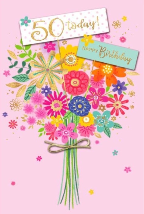 Flowers 50th Birthday Card
