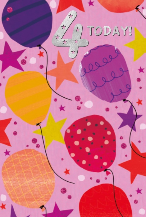 Balloons 4th Birthday Card