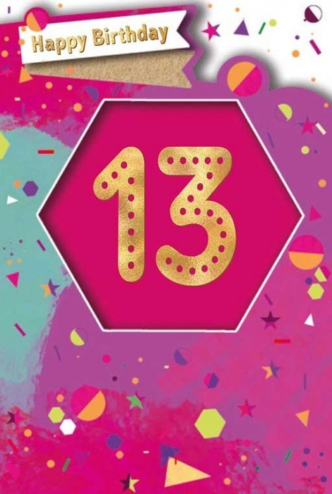 Pink Shapes 13th Birthday Card