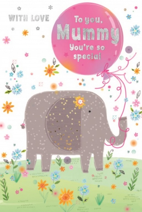 Elephant & Balloon Mummy Birthday Card