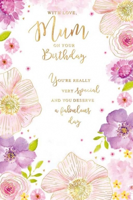 Pink Flowers Mum Birthday Card