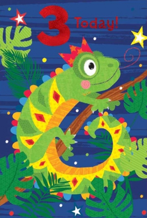 Chameleon 3rd Birthday Card