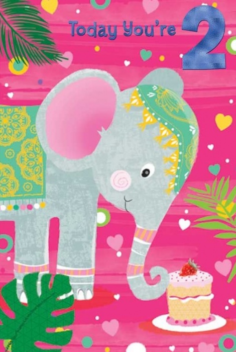 Elephant 2nd Birthday Card
