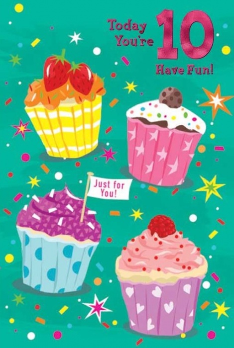 Cupcakes 10th Birthday Card