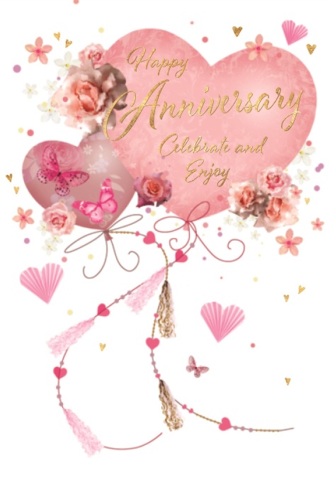 Heart Balloons Anniversary Card