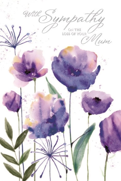 Purple Flowers Mum Sympathy Card