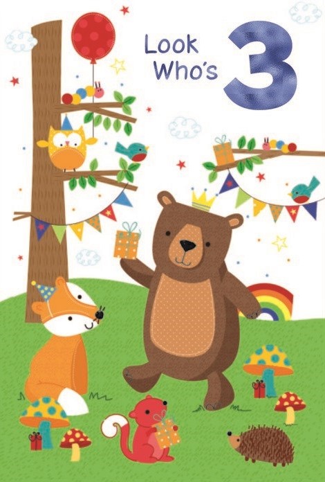 Birthday Bear 3rd Birthday Card