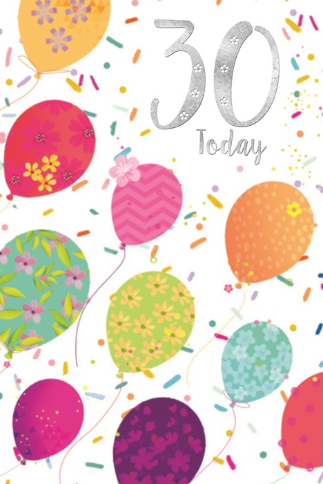 Balloons 30th Birthday Card