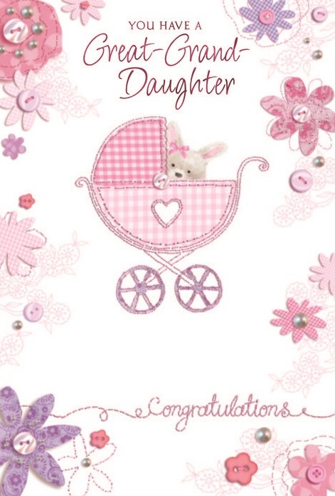 Pram New Baby Great-Grand-Daughter Card