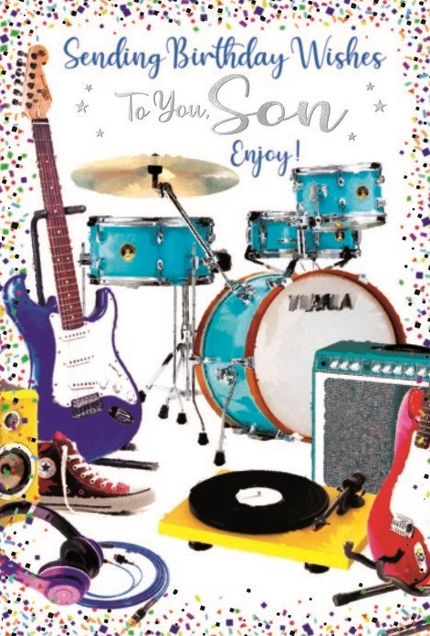 Drum Kit Son Birthday Card