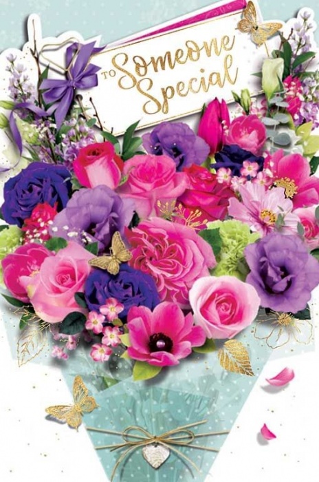 Pink Flowers Someone Special Birthday Card