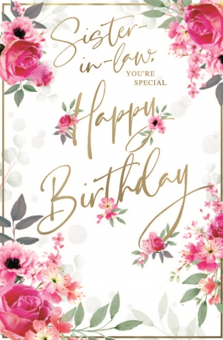 Pink Roses Sister-In-Law Birthday Card