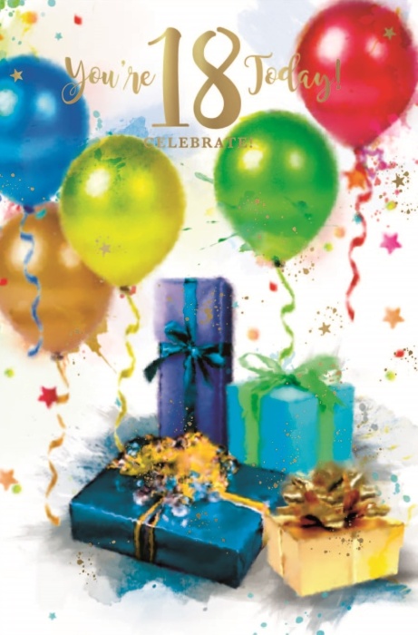 Balloons & Gifts 18th Birthday Card