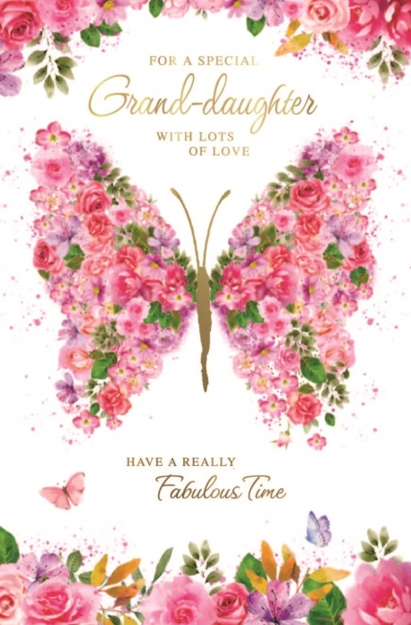 Flower Butterfly Grand-Daughter Birthday Card
