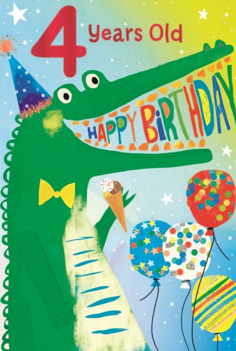 Happy Birthday Crocodile 4th Birthday Card