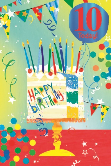 Happy Birthday Cake 10th Birthday Card