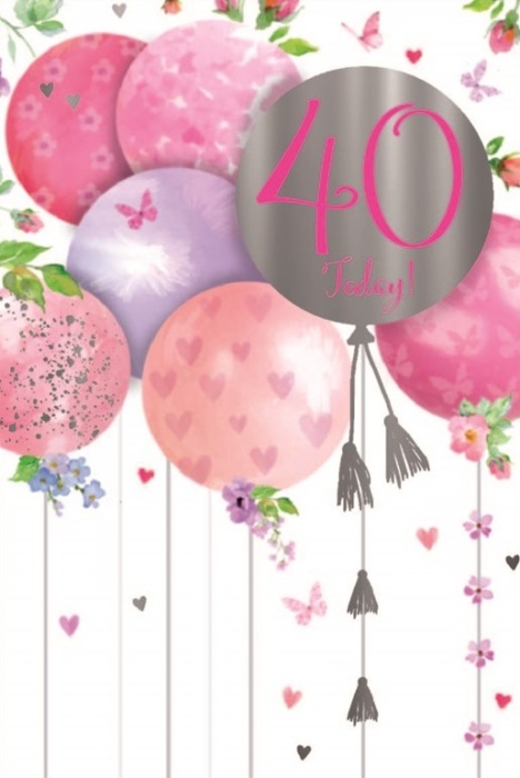 Floral Balloons 40th Birthday Card
