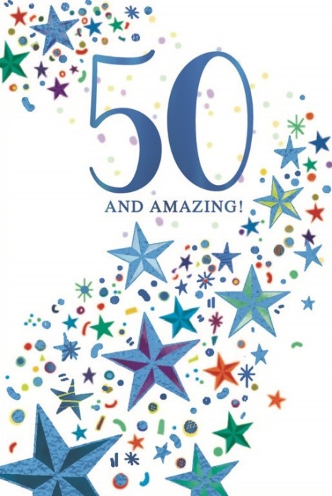 Blue Stars 50th Birthday Card