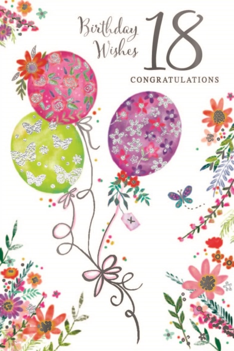 Shine Bright Balloons 18th Birthday Card