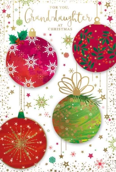 Baubles Grand-Daughter Christmas Card