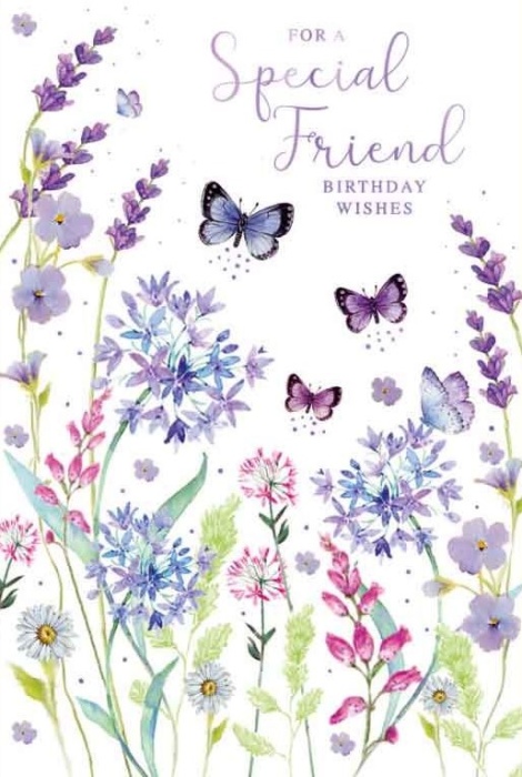 Butterflies & Flowers Friend Birthday Card