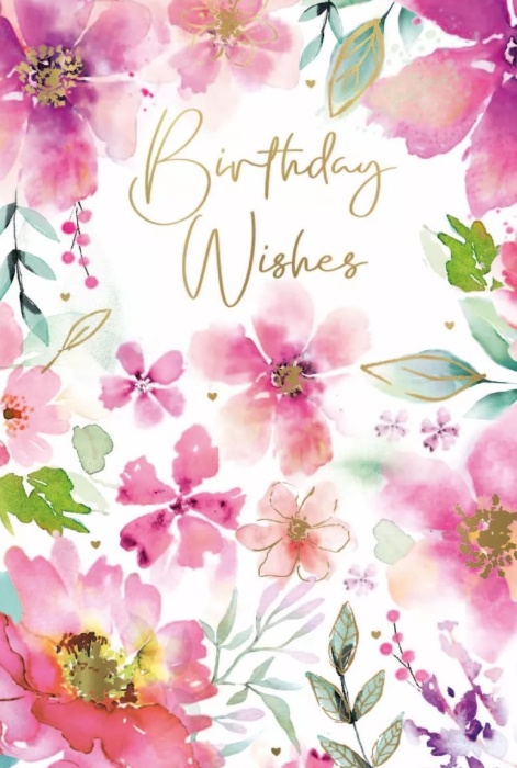 Watercolour Flowers Birthday Card