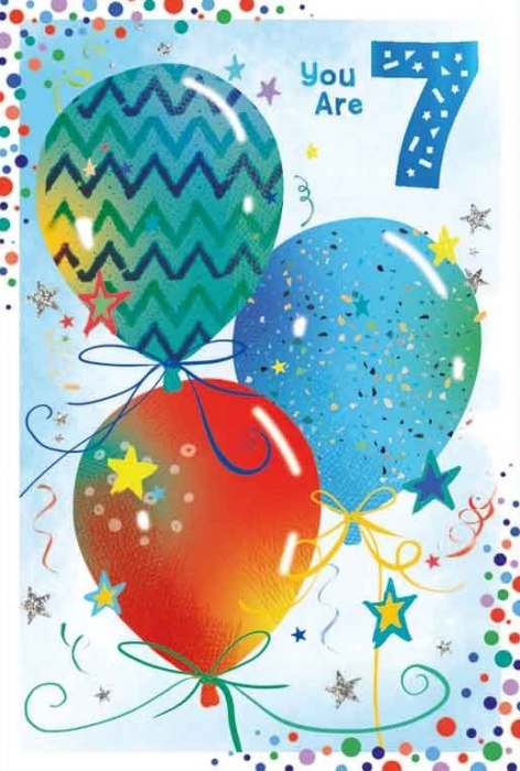 Balloons 7th Birthday Card