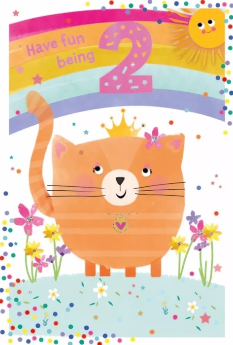 Princess Kitten 2nd Birthday Card