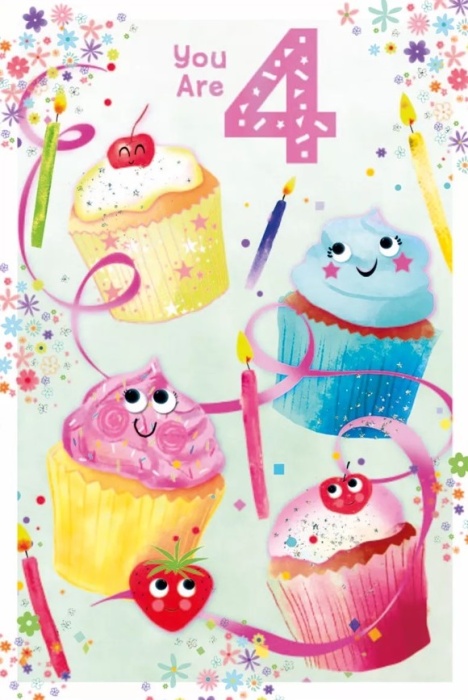 Cupcakes 4th Birthday Card