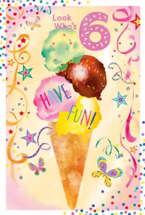 Ice Cream 6th Birthday Card