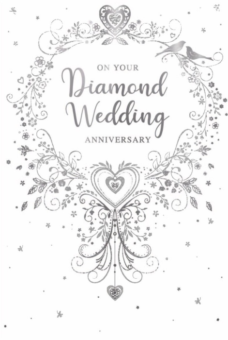 Flowers & Hearts Garland Diamond Anniversary Card