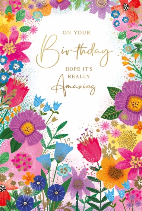 Bright Flowers Birthday Card