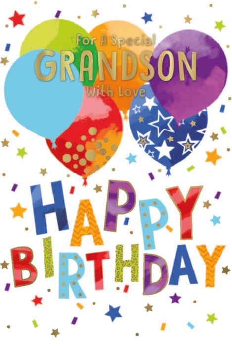 Happy Birthday Balloons Grandson Birthday Card