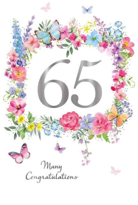 Floral Square 65th Birthday Card